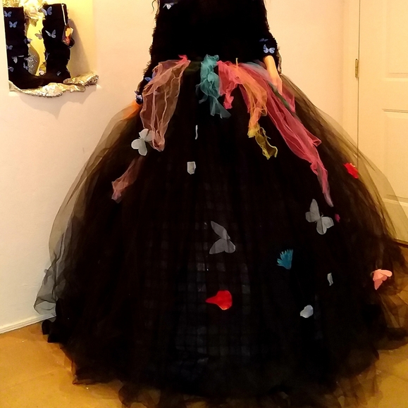 "BRANWYN" Black Butterfly Woodland Wedding Sweater Ballgown Set - Picture 7 of 9